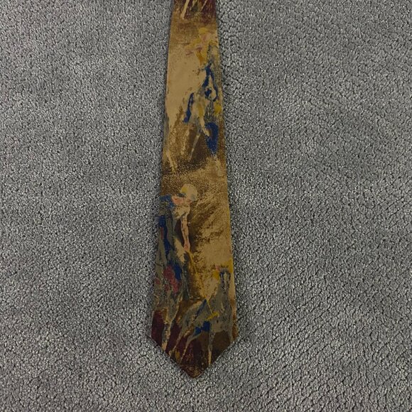 Vintage Polo Ralph Lauren Tie Necktie Silk Equestrian Made in USA Impressionism - Picture 3 of 10